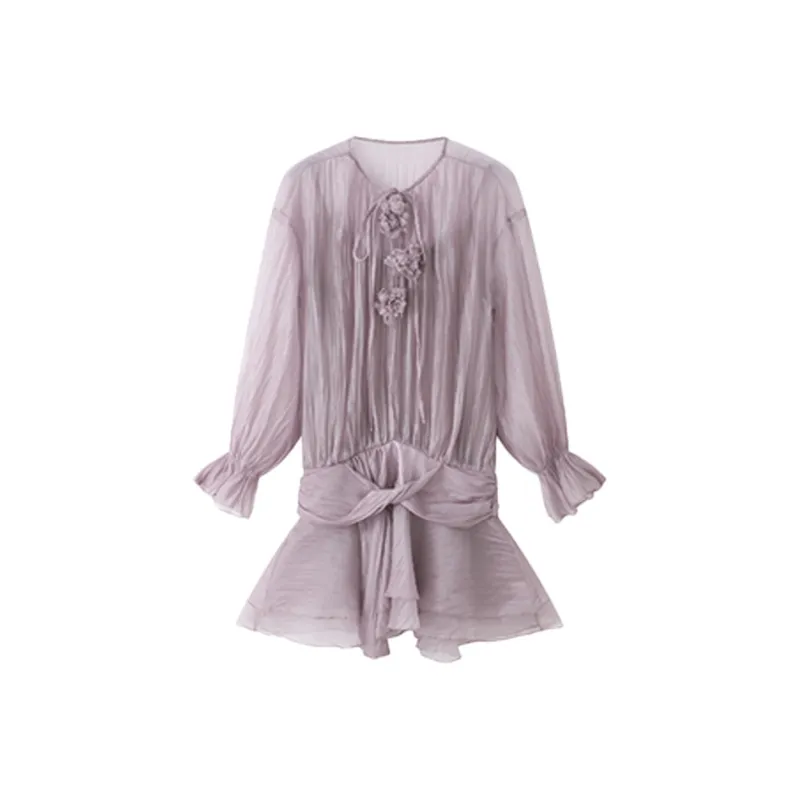 LEMON FAIRY Long Sleeved Dress Women's Purple-0