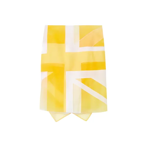 Burberry Flag Intarsia Tulle And Silk Skirt 'Pale Tulip Yellow'