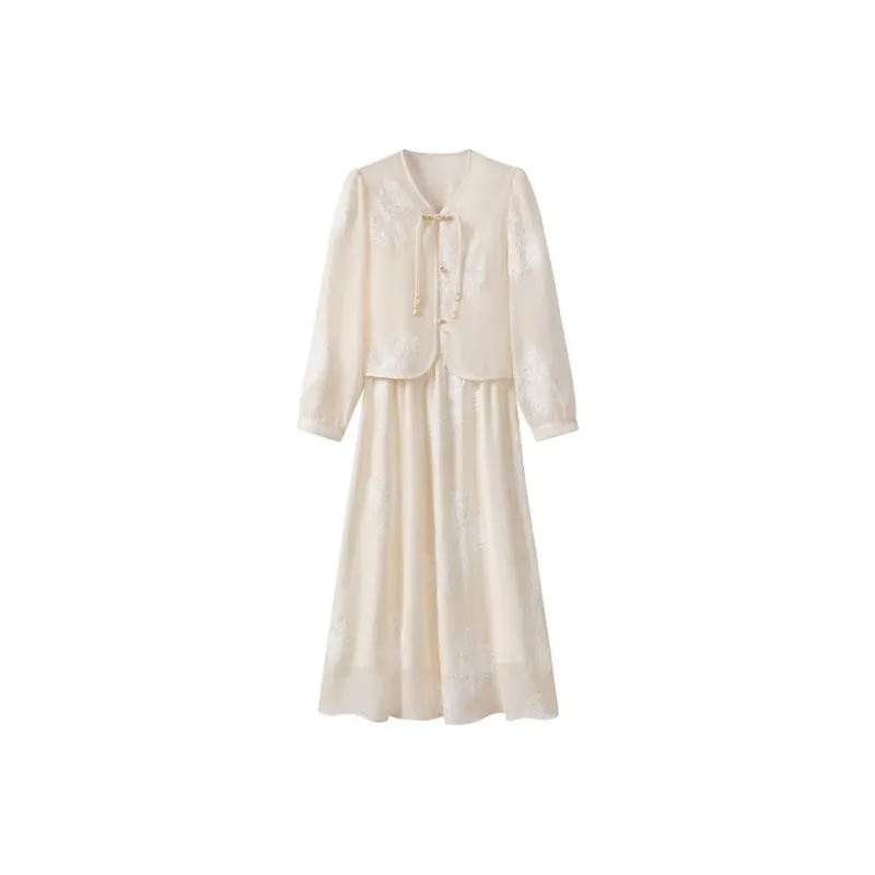 FAIRWHALE Skirt Set Women's Beige Apricot-0