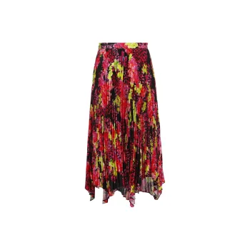 VERSACE Allover Floral Printed Pleated Skirt