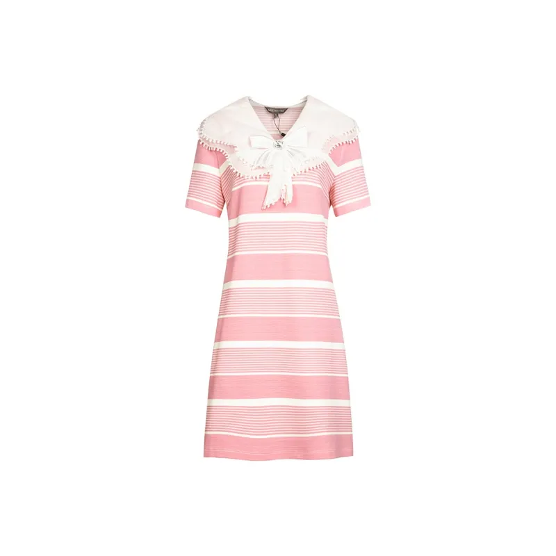 MeetMetro Short Sleeved Dresses Women's Pink-0