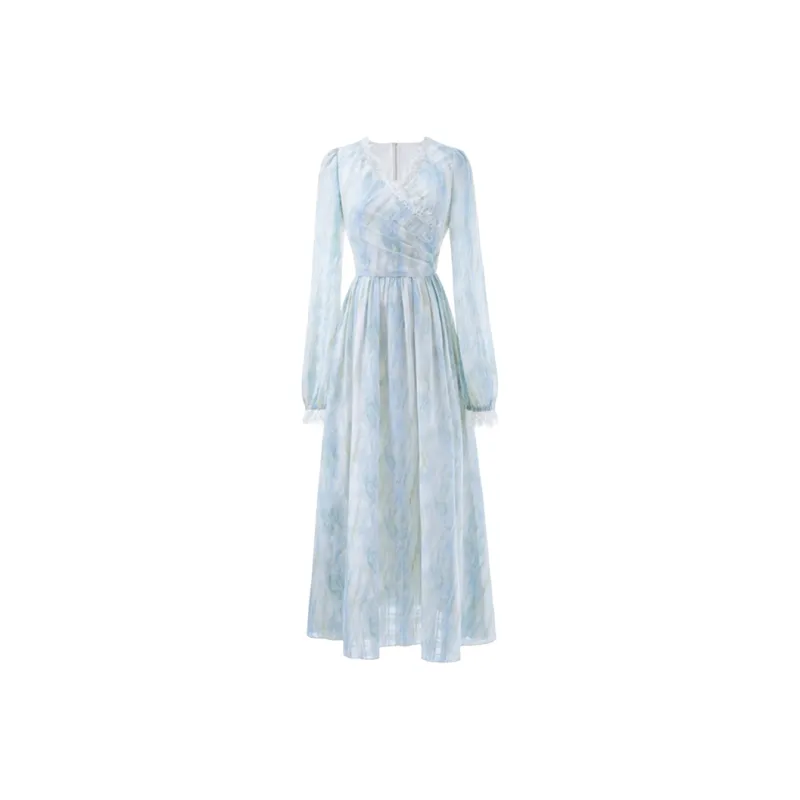 Incolore Long Sleeved Dress Women's Cerulean-0