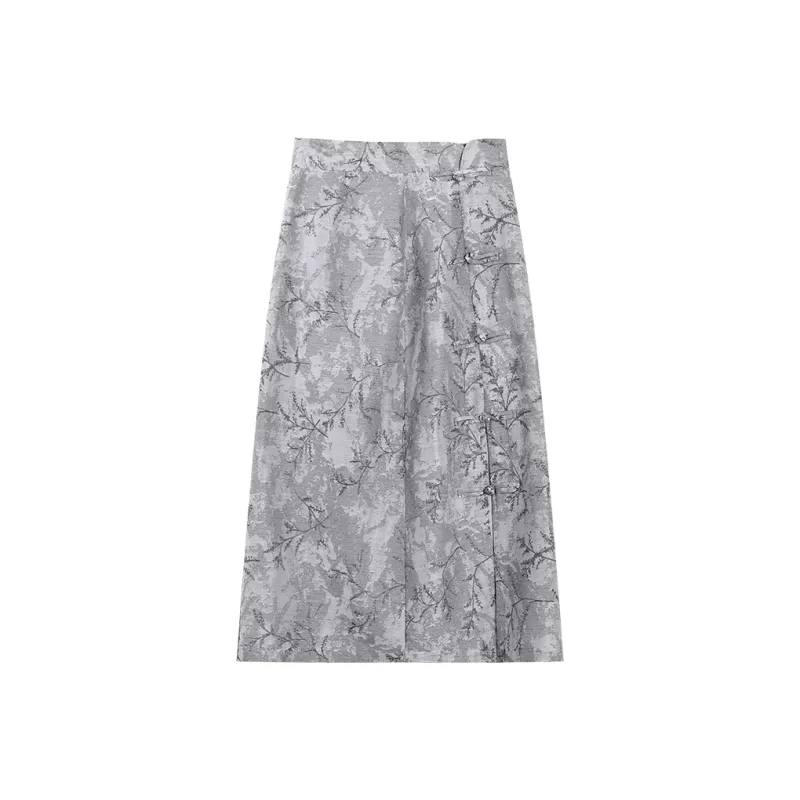 THE SEA LIFE Casual Long Skirt Women's Dusty Gray-0