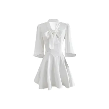 Udon House Long Sleeved Dress Women's White