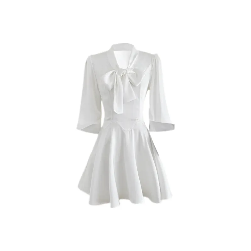 Udon House Long Sleeved Dress Women's White-0