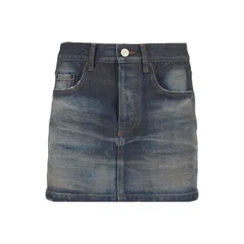 Balenciaga Frayed Edge Denim Mini Skirt