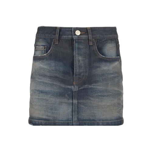 Balenciaga Frayed Edge Denim Mini Skirt