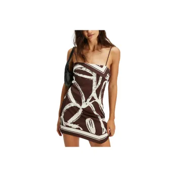 FREE PEOPLE SER.O.YA Leilani Satin Mini Dress Slip Dresses Women's Coconut Shell
