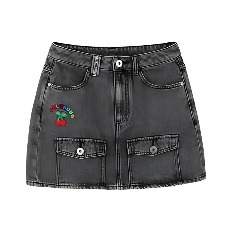 LALABOBO Denim Short Skirts Women's Black-0