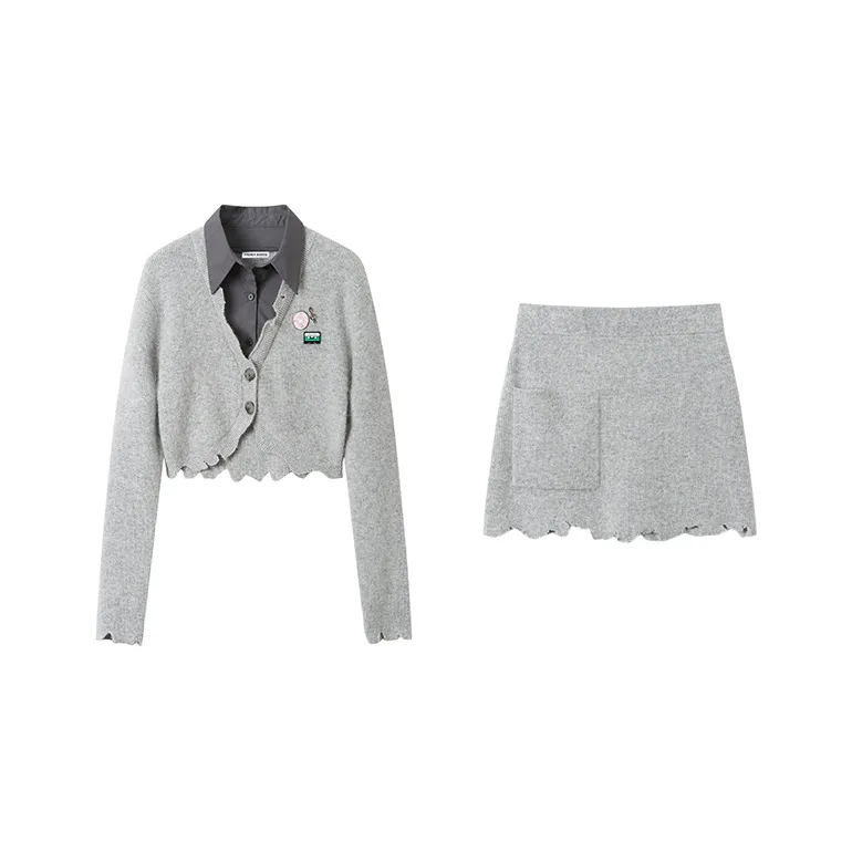 ANDREA MARTIN Skirt Set Women's Gray-0