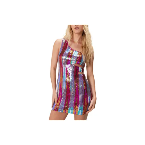NASTY GAL Stripe Sequin Cut Out Bodycon Mini Dress Sleeveless Dress Women's Multicolor