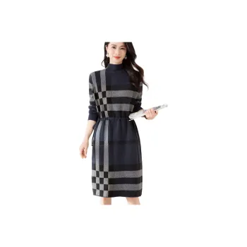X MOOM Long Sleeved Dress Women's Dark Blue
