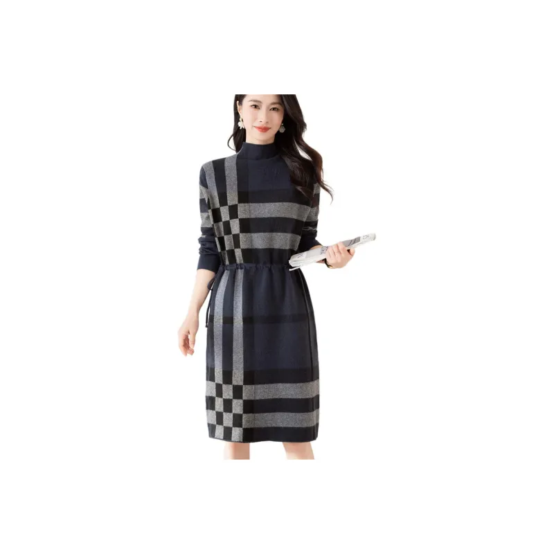 X MOOM Long Sleeved Dress Women's Dark Blue-0