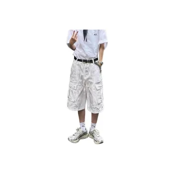Weles Denim Shorts Unisex White
