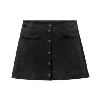 Maje Leather Short Skirts Women's Black