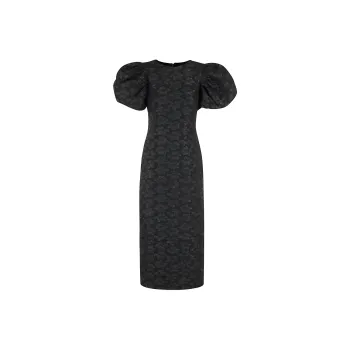 Rotate 3D Floral jacquard Midi Dress