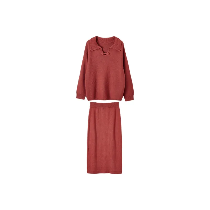 XIANGYING Skirt Set Women's Red-0