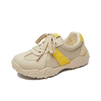 SUPEREDGE Anti Slip Wear Resistant Low Top Casual Shoes Women's Khaki Yellow