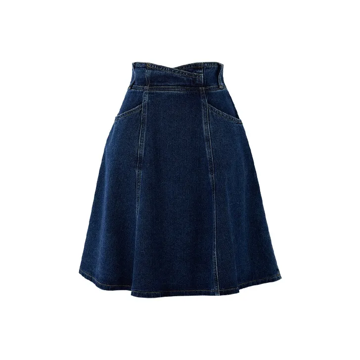 SOON FLOWER Denim Short Skirts Women's Blue-0