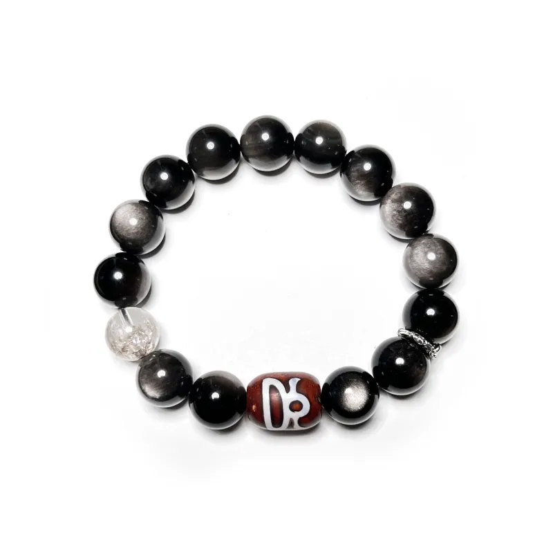 CUIJING Natural Obsidian Bracelets Unisex-5