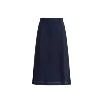 MARNI Asymmetric Hem Wool Skirt 'Blue'