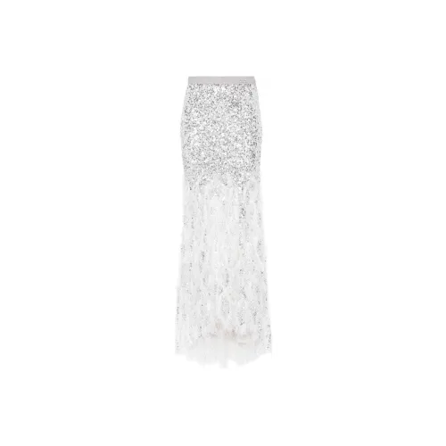 Elisabetta Franchi Sequined Fringed Maxi Skirt