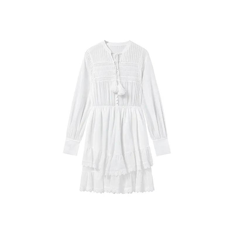 Miss Sixty Long-Sleeved Dresses Women's White-0