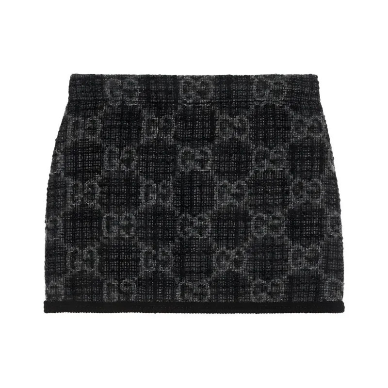GUCCI Tonal Gg Tweed Skirt 'Black'-0