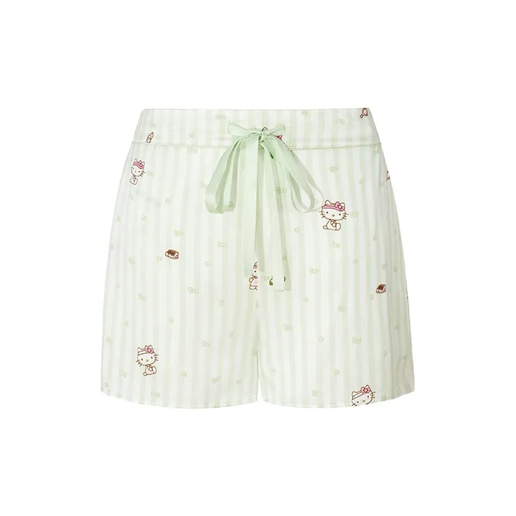 SILKY MIRACLE Pajama Set Women's Green Stripes-1