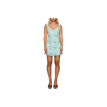PRINCESS POLLY Love Beckons Mini Dress Slip Dresses Women's Blue Floral