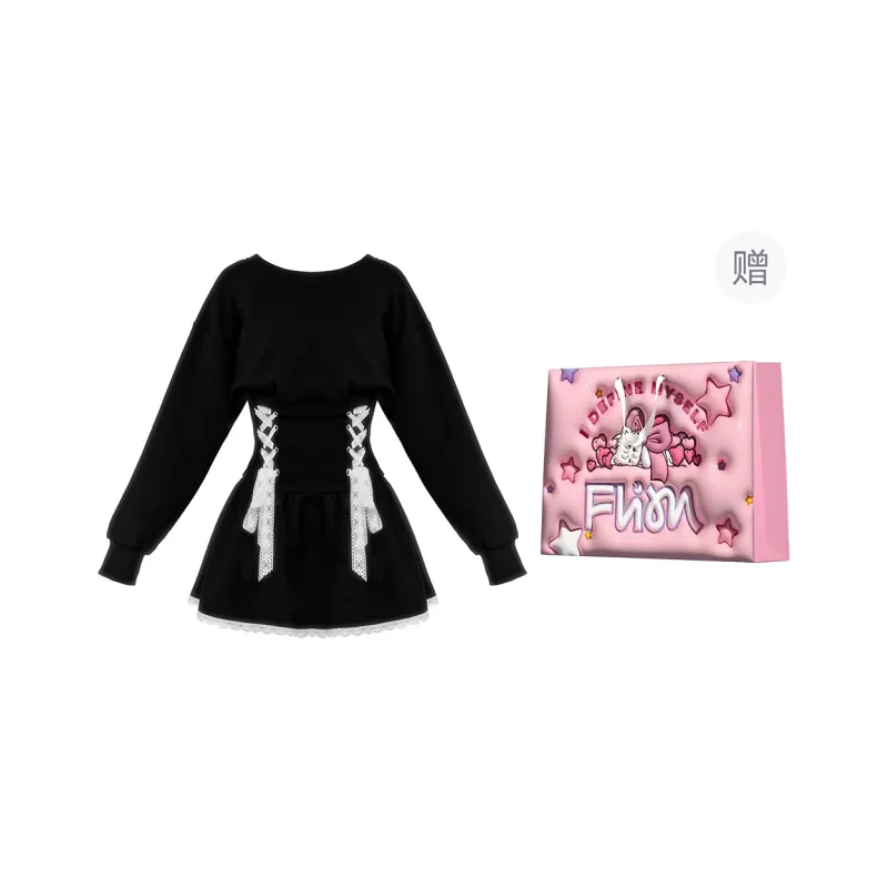 FLIM Long Sleeved Dress Women's Black-5