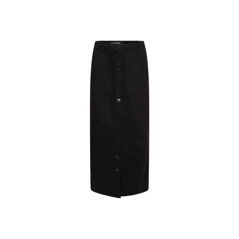 RAF SIMONS Logo Patch Buttoned Up Denim Midi Skirt-0