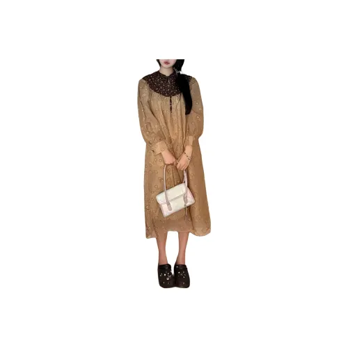 HUOLIDEDITU Long Sleeved Dress Women's Floral
