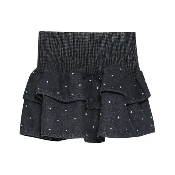 TCH Casual Short Skirts Women's Black With Silver Logo
