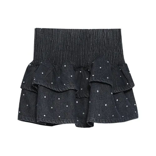 TCH Casual Short Skirts Women's Black With Silver Logo