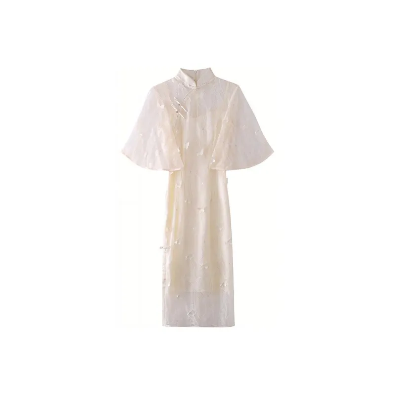 JINYE ORIENTAL Cheongsam Dress Women's Light Apricot-0
