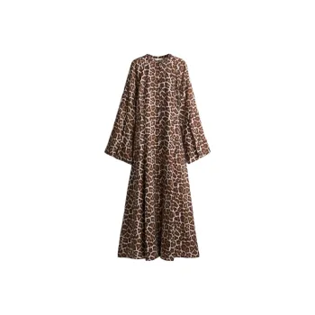 H&M Long Sleeved Dress Women's Brown/Leopard Print