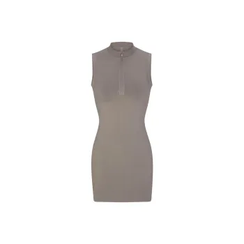 SKIMS NEW VINTAGE ZIP UP SLEEVELESS MINI DRESS Sleeveless Dress Women's SMOKE/Smoke Color