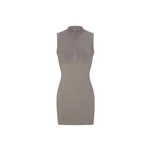 SKIMS NEW VINTAGE ZIP UP SLEEVELESS MINI DRESS Sleeveless Dress Women's SMOKE/Smoke Color