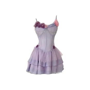 POPO.INFO Slip Dress Women's Romantic Purple
