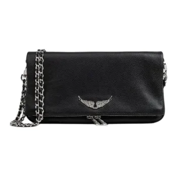 Zadig & Voltaire Grain Leather Shoulder Bag Women's Black
