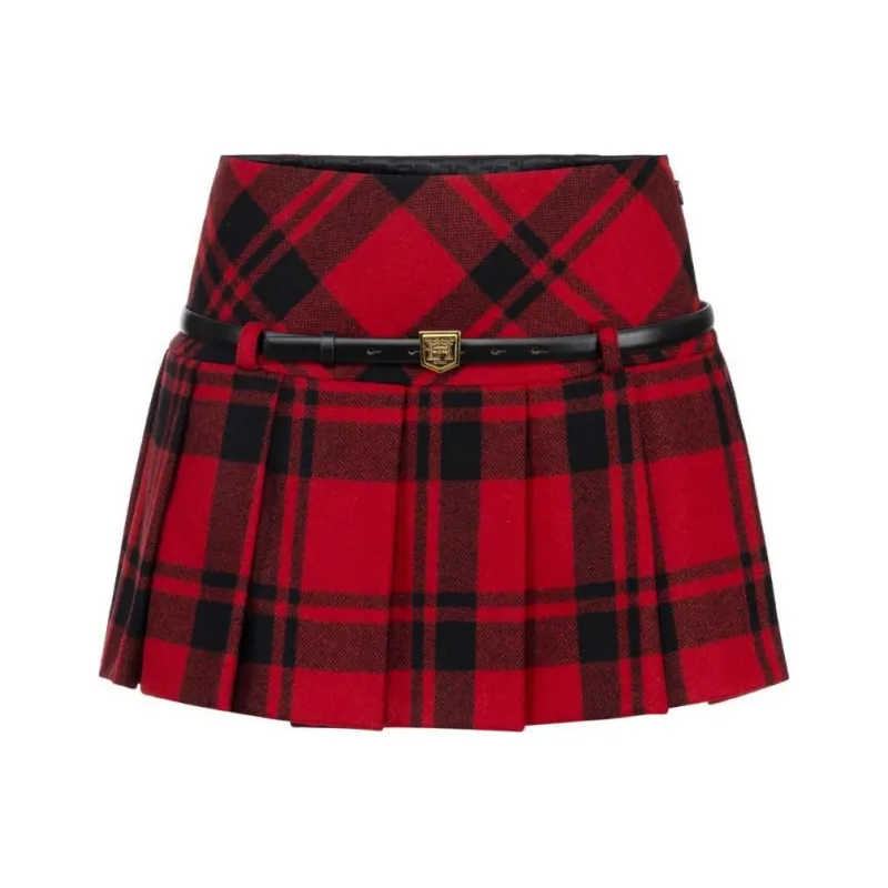 Elisabetta Franchi Tartan Pleated Mini Skirt-0