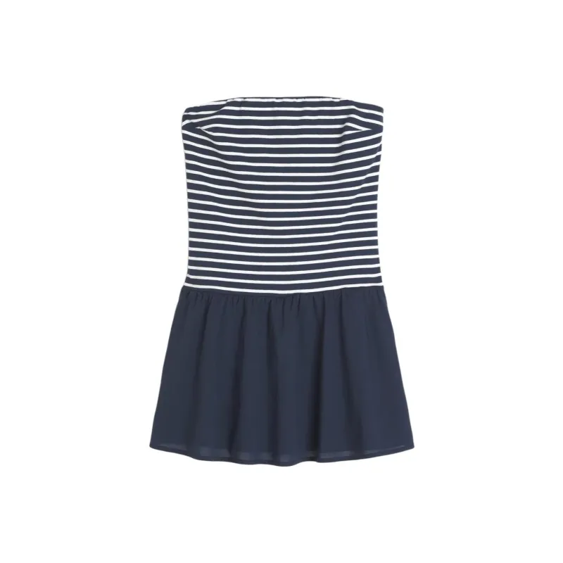 Hollister Sleeveless Dress Women's Marine Blue Stripe-0