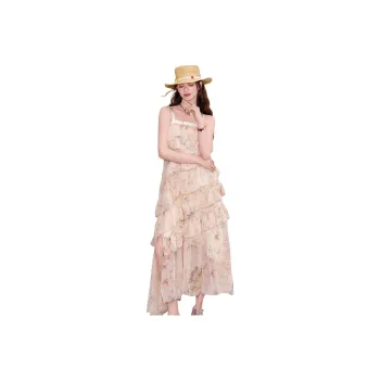 ELF SACK Slip Dress Women's Romantic Yellow