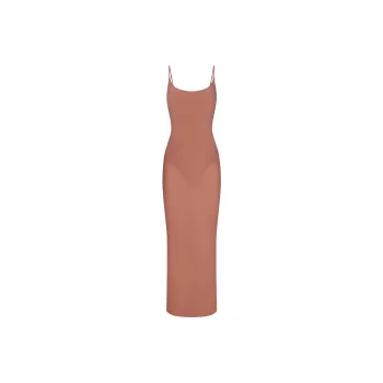 SKIMS MILKY SHEER LOW BACK LONG DRESS Slip Dresses Women's BRANDY/Brandy
