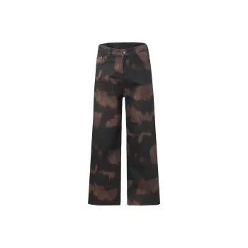 BJTY Casual Pants Unisex Camouflage Tie Dye Coffee
