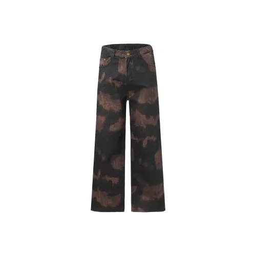 BJTY Casual Pants Unisex Camouflage Tie Dye Coffee