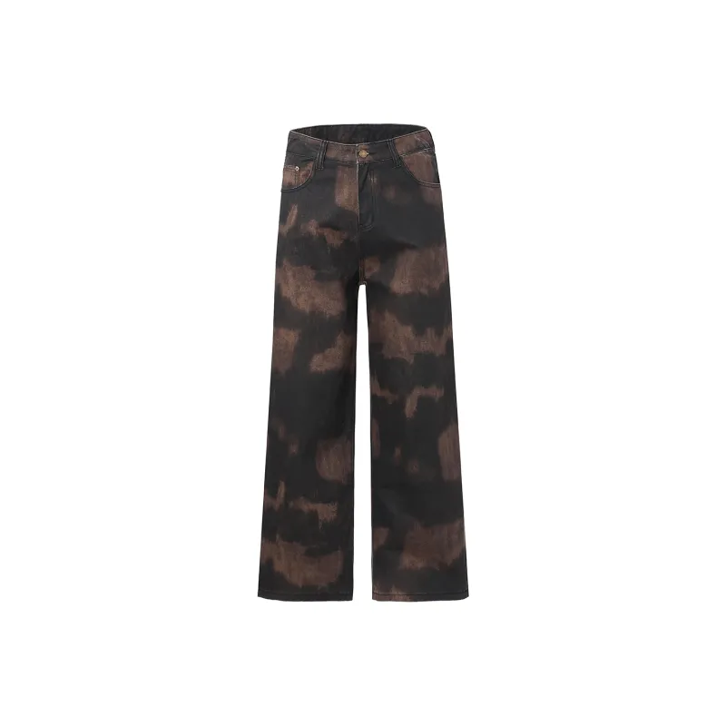 BJTY Casual Pants Unisex Camouflage Tie Dye Coffee-0