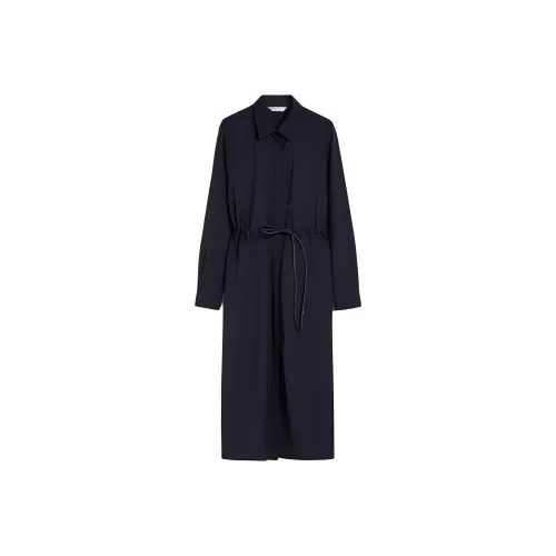 MaxMara Wool Poplin Midi Dress Long Sleeved Dresses Women's Black