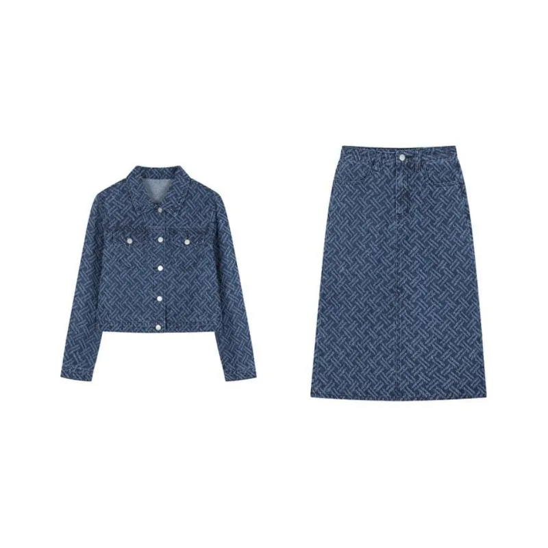 Mo Han Yi Mei Skirt Set Women's Denim Blue-0